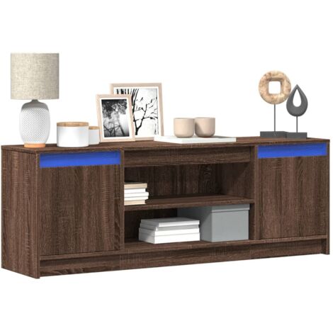vidaXL Mobile Porta TV con LED Rovere Marrone 139,5x34x50cm Truciolato