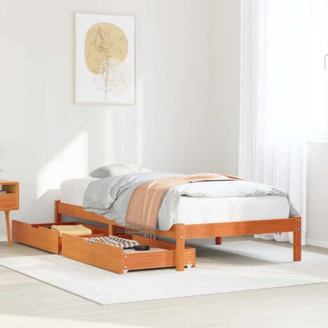 Letto senza Materasso Marrone Cera 100x200 cm in Legno di Pino vidaXL (1/5)