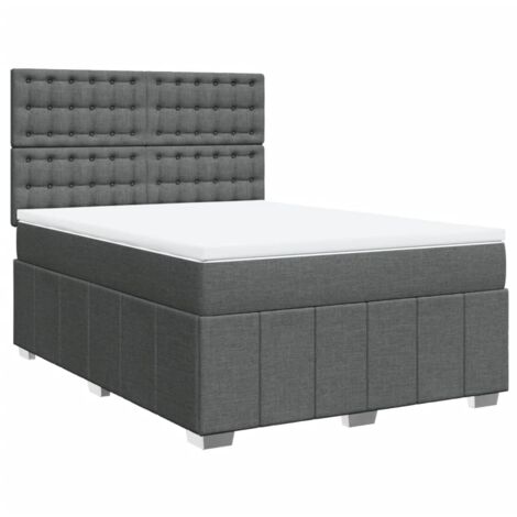 Giroletto a Molle con Materasso Grigio Scuro 140x190 cm Tessuto vidaXL
