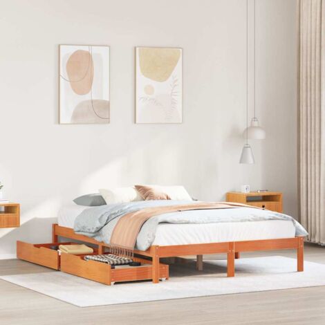 Letto senza Materasso Marrone Cera 140x190 cm in Legno di Pino vidaXL 414880 (1/5)