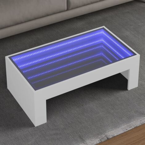 vidaXL Tavolino da Salotto con LED Infinity Bianco 90x50x30 cm