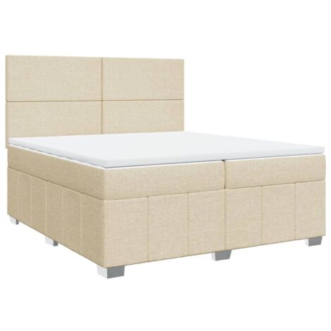 vidaXL Giroletto a Molle con Materasso Crema 200x200 cm in Tessuto