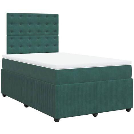 Giroletto a Molle con Materasso Verde Scuro 120x190 cm Velluto vidaXL