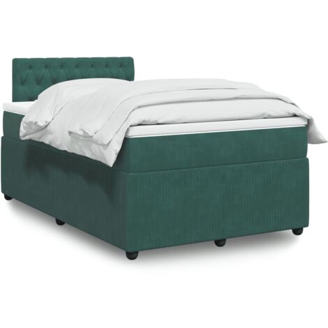 Giroletto a Molle con Materasso Verde Scuro 120x190 cm Velluto vidaXL