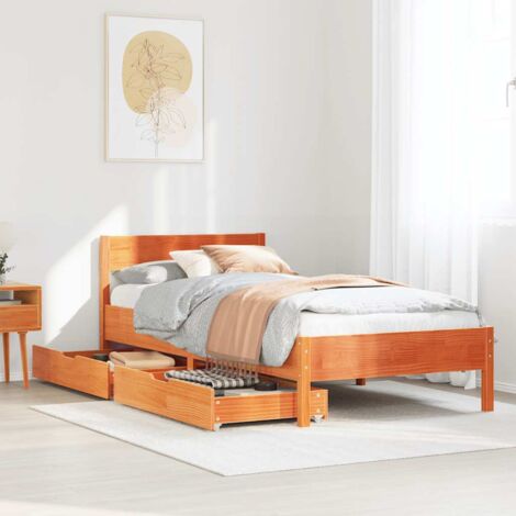 Letto senza Materasso Marrone Cera 100x200 cm in Legno di Pino vidaXL (1/5)