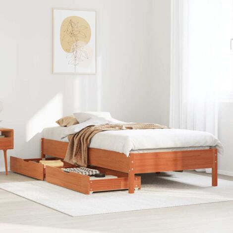 Letto senza Materasso Marrone Cera 90x200 cm Legno di Pino vidaXL (1/5)