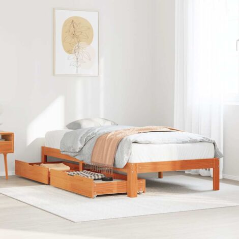 vidaXL Giroletto Cassetti Marrone Cera 75x190cm in Legno Massello Pino
