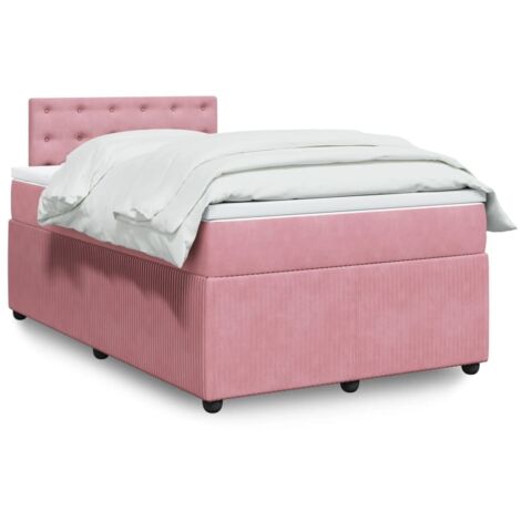 Giroletto a Molle con Materasso Rosa 120x190 cm in Velluto vidaXL
