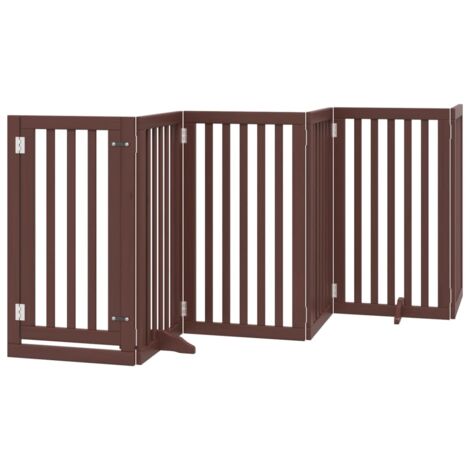 vidaXL Cancello Cani Porta Pieghevole Marrone 6 Pannelli 300cm Pioppo
