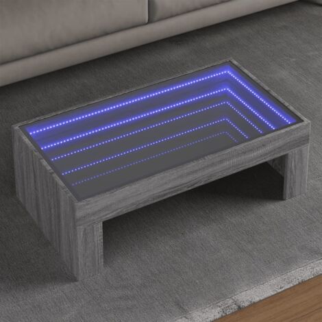 vidaXL Tavolino da Salotto con LED Infinity Grigio Sonoma 90x50x30 cm