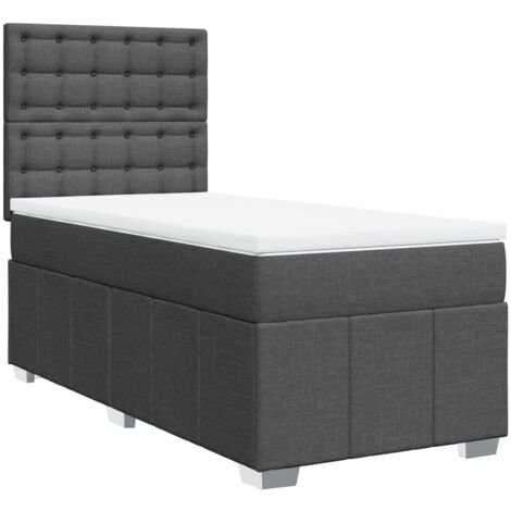 Giroletto a Molle con Materasso Grigio Scuro 100x200 cm Tessuto 790123