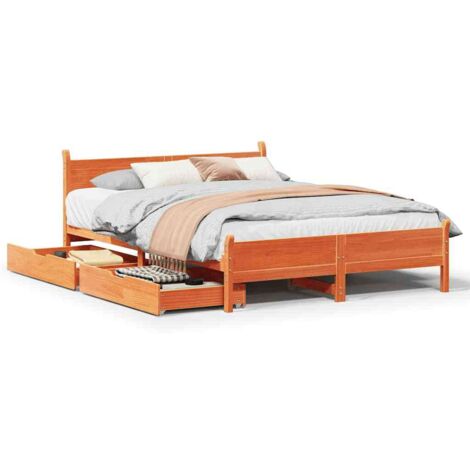 Letto senza Materasso Marrone Cera 120x190 cm in Legno di Pino vidaXL 772155 (1/5)