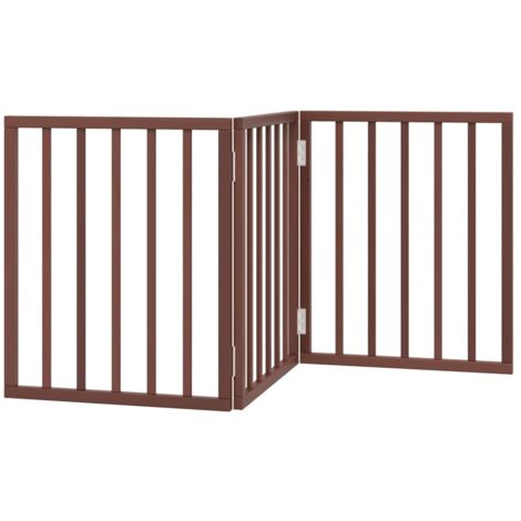 vidaXL Cancello Cani Pieghevole 3 Pannelli Marrone 150cm Legno Pioppo