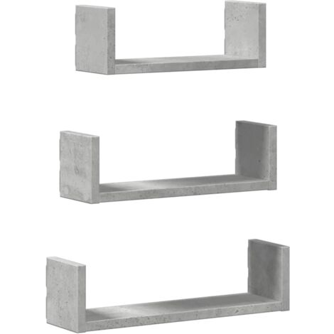 Mensole a Muro 3 pz Grigio Cemento in Truciolato vidaXL