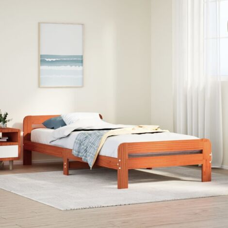 vidaXL Letto senza Materasso Marrone Cera 75x190 cm in Legno di Pino (1/5)