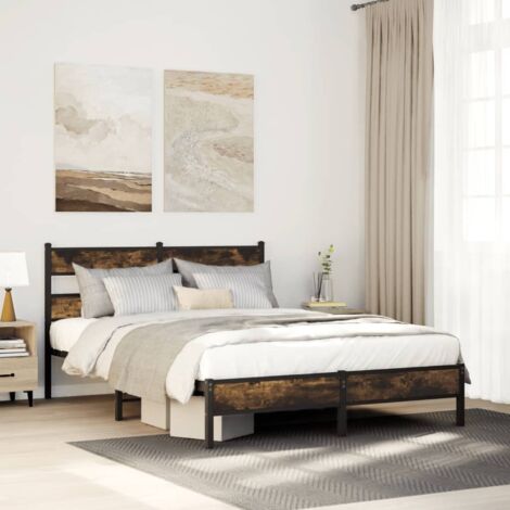 vidaXL Giroletto senza Materasso con Testiera Rovere Sonoma 140x190 cm (1/5)