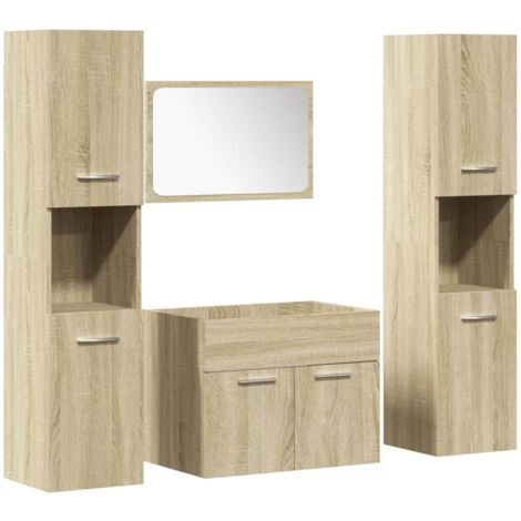 vidaXL Set Mobili da Bagno 4 pz Rovere Sonoma in Legno