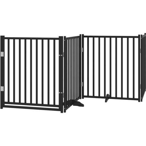 vidaXL Cancello Cani Pieghevole Nero 4 Pannelli 320 cm Massello Abete