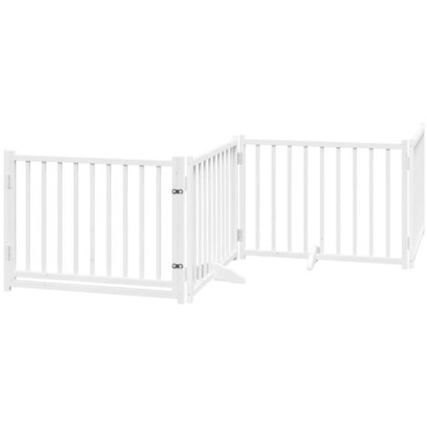 vidaXL Cancello Cani Pieghevole Bianco 4 Pannelli 320cm Massello Abete