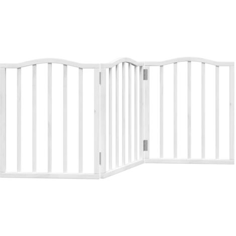 vidaXL Cancello per Cani Pieghevole 3 Pannelli Bianco 150 cm Pioppo