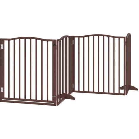 vidaXL Cancello Cani Porta Pieghevole Marrone 4 Pannelli 320cm Pioppo