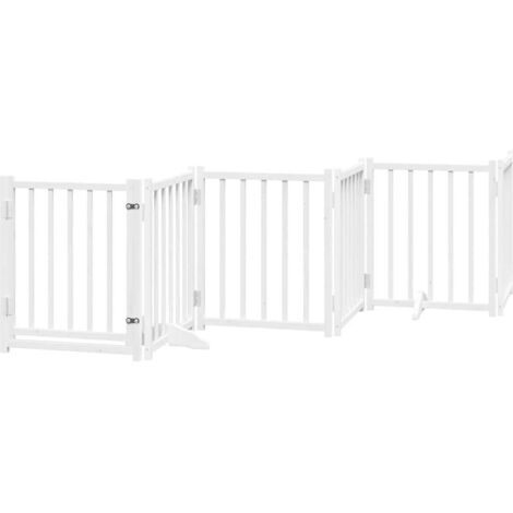 vidaXL Cancello Cani Pieghevole Bianco 6 Pannelli 300cm Massello Abete