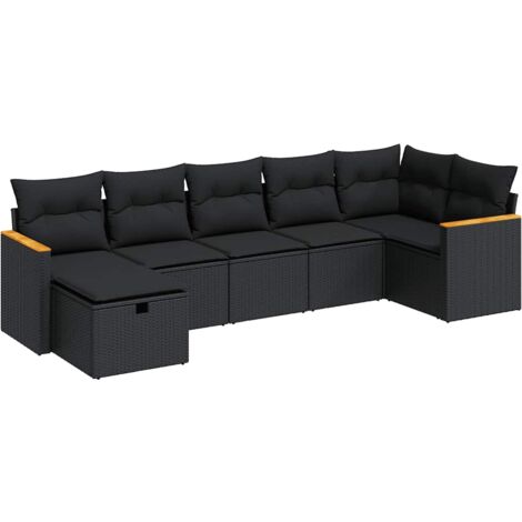 Set Divani da Giardino con Cuscini 7pz Nero Polyrattan vidaXL (1/5)