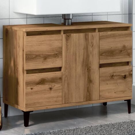vidaXL Mobile Lavabo Rovere Artigianale 80x33x60 cm Legno Multistrato