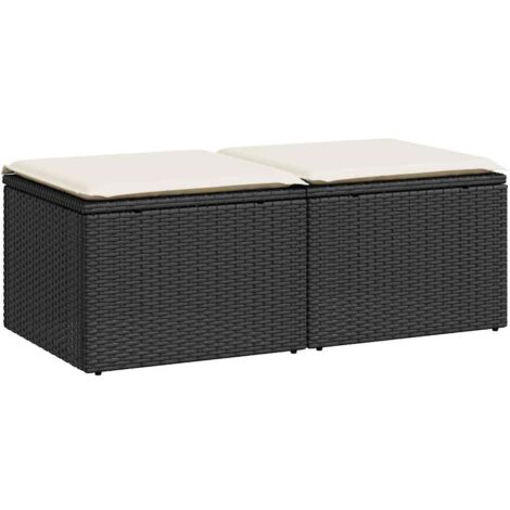 Set Divani da Giardino con Cuscini 2 pz Nero Polyrattan Acacia vidaXL (1/5)