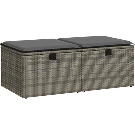 vidaXL Set Divano Giardino 2 pz con Cuscini Grigio Polyrattan Acacia (1/5)