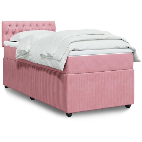 Giroletto a Molle con Materasso Rosa 80x200 cm in Velluto vidaXL