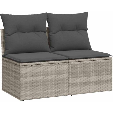 Divano Giardino 2pz con Cuscini Grigio Chiaro Polyrattan Acacia vidaXL (1/5)