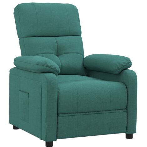 vidaXL Poltrona Reclinabile in Tessuto Verde Scuro