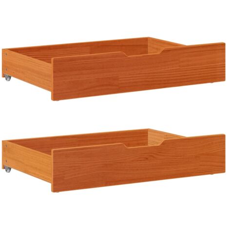 Cassettoni per Letto 2pz Marrone Cera 80x55x17 cm Legno di Pino vidaXL