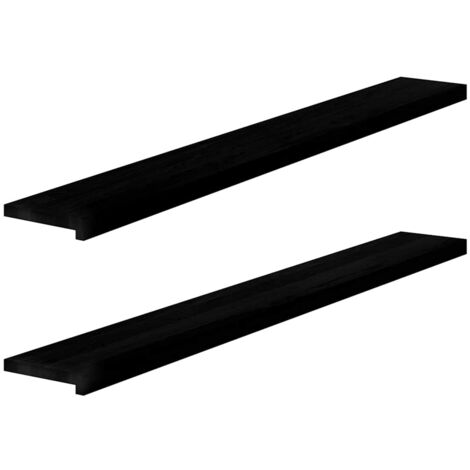 vidaXL Davanzali 2 pz Marrone-nero 160x20x2 cm Legno Massello Rovere (1/5)