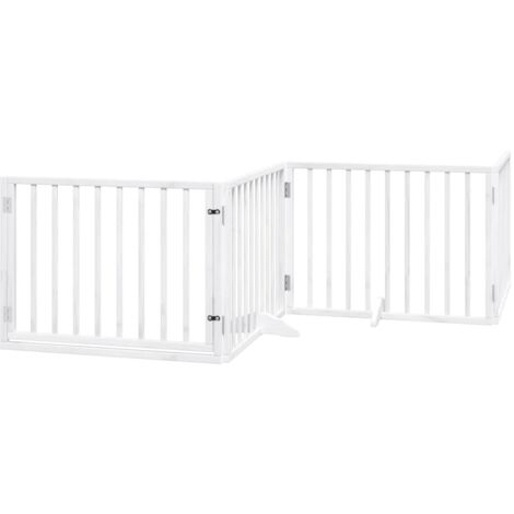vidaXL Cancello Cani Porta Pieghevole Bianco 4 Pannelli 320 cm Pioppo
