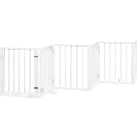 vidaXL Cancello Cani Porta Pieghevole Bianco 6 Pannelli 300 cm Pioppo