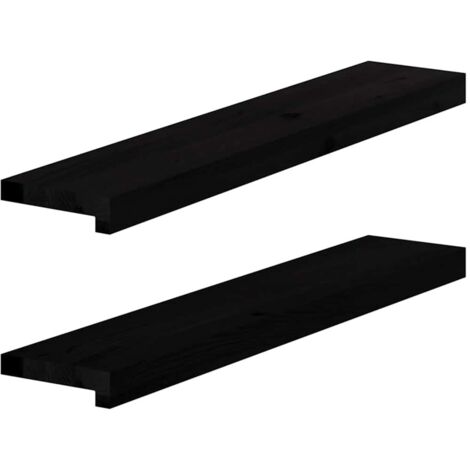 vidaXL Davanzali 2 pz Marrone-nero 80x15x2 cm Legno Massello Rovere
