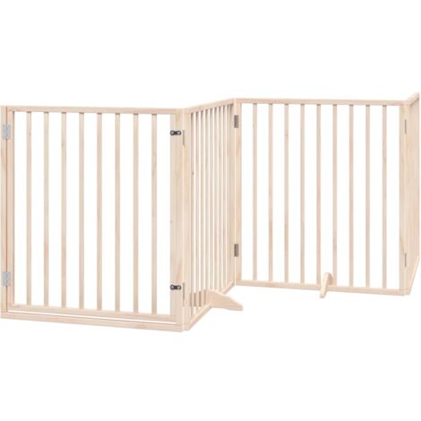 vidaXL Cancello per Cani con Porta Pieghevole 4 Pannelli 320 cm Pioppo