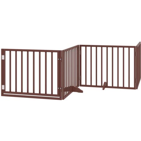 vidaXL Cancelletto per cani con porta pieghevole 4 pannelli marrone 320 cm in legno di pioppo
