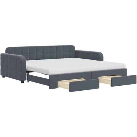 vidaXL Divano Letto Estraibile Cassetti Grigio Scuro 100x200cm Velluto
