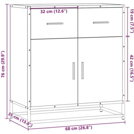 Buffet noir 68x35x76 cm bois d'ingénierie vidaXL