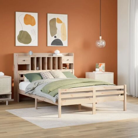 vidaXL Letto Libreria senza Materasso 140x190 cm in Legno di Pino (1/5)