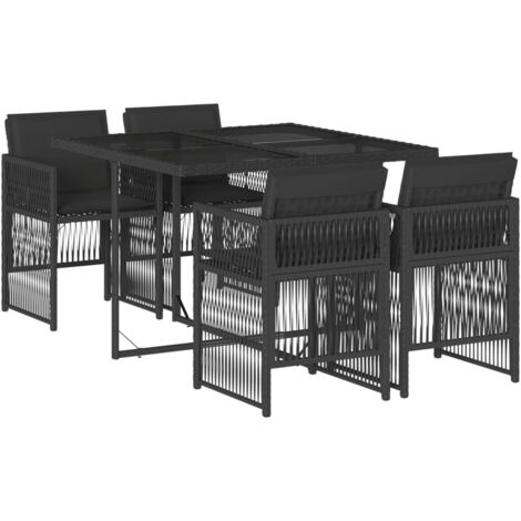 vidaXL Set da Pranzo da Giardino 5 pz Nero con Cuscini in Polyrattan (1/5)