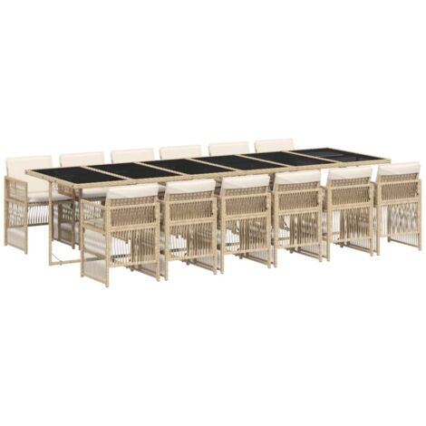 vidaXL Set da Pranzo da Giardino 13 pz con Cuscini Beige in Polyrattan