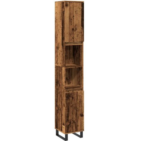 vidaXL Armadietto Bagno Legno Antico 30x30x190 cm in Legno Multistrato