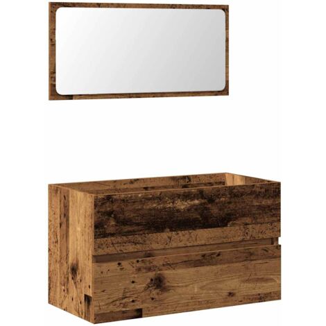 Mobile da Bagno con Specchio in Legno Antico Legno Multistrato vidaXL