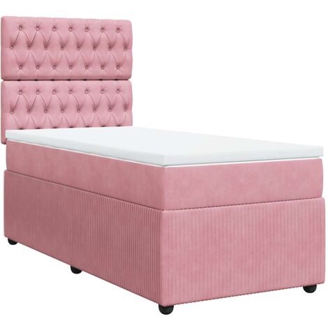 Giroletto a Molle con Materasso Rosa 90x190 cm in Velluto vidaXL