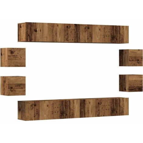 vidaXL Set Mobile TV 8 pz Montato a Parete Legno Antico in Truciolato (1/5)