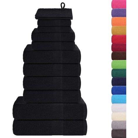Set Asciugamani 12 pz Neri 360 gsm 100% Cotone vidaXL
